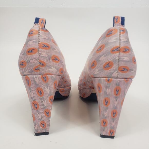 dr. Liza Ankara Pink Comfort Platform Pumps Pink Orange Blue Size 6 - Picture 6 of 9
